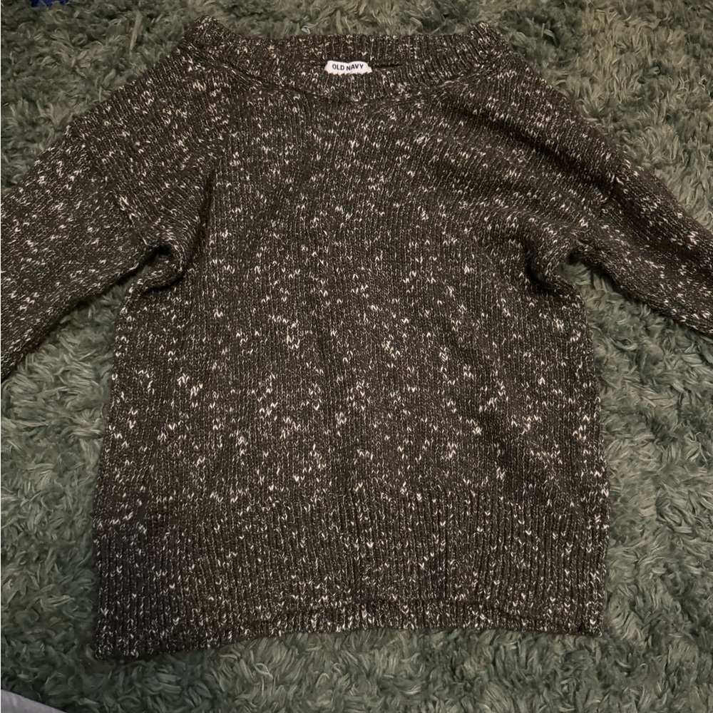 old navy green and white knit sweater